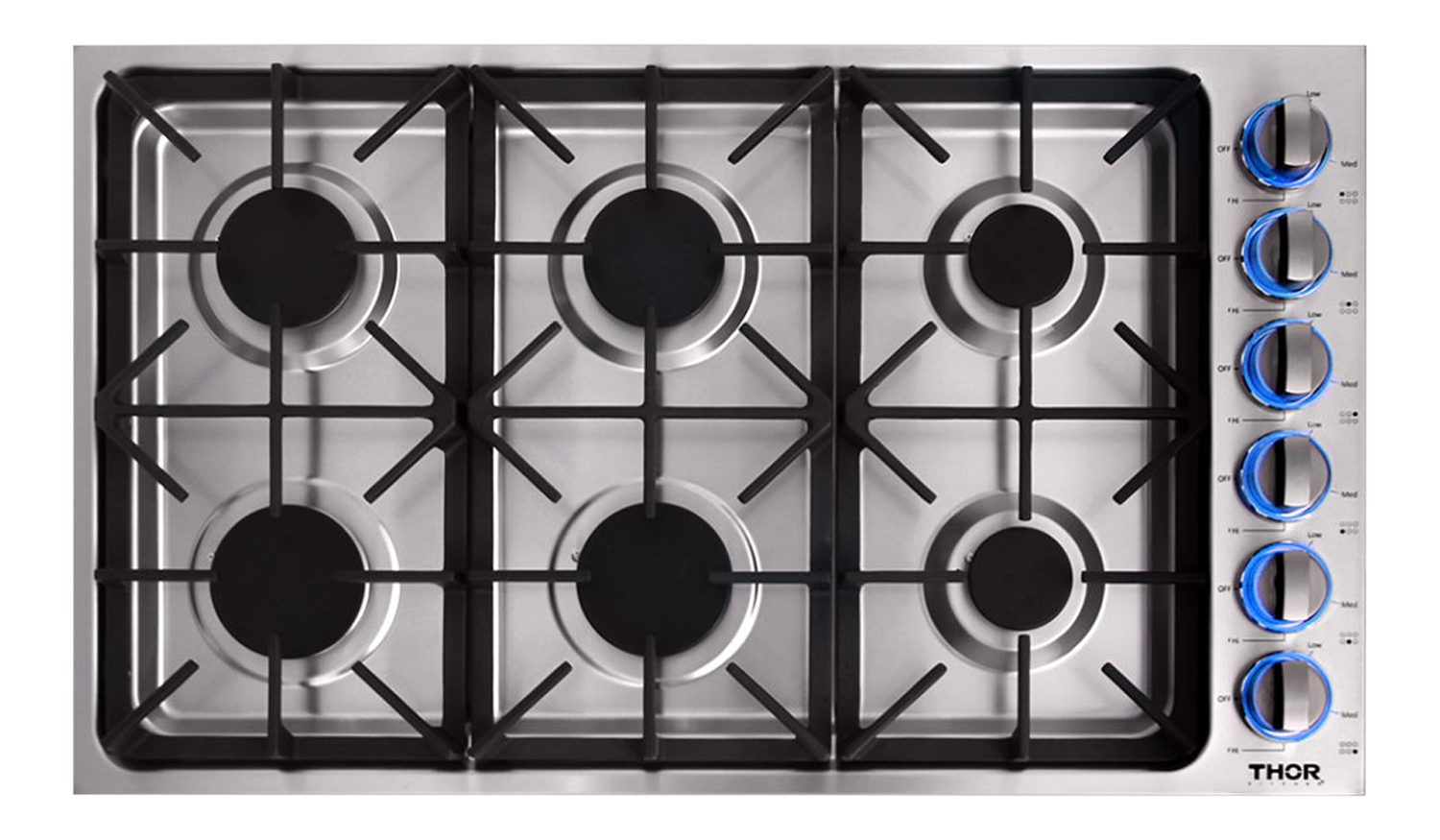Thor Kitchen 36 Inch Professional Drop-In Gas Cooktop in Stainless Steel - Model TGC3601-R (Renewed)